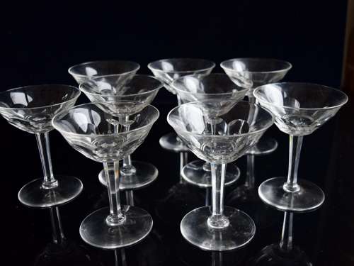 10 Champagne Glasses attributed to Moser c1930