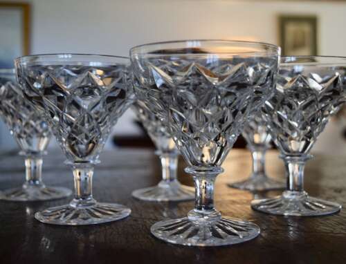 6 Champagne Glasses Walsh Crystal c 1920