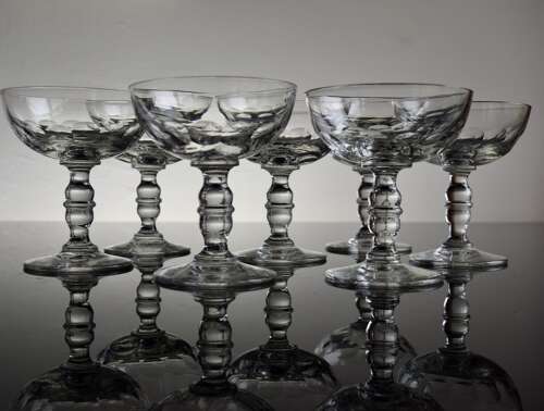 9 Baccarat Champagne Glasses double balustre c1920