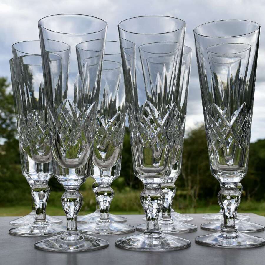 8 Stuart Crystal Glengarry Champagne Glasses