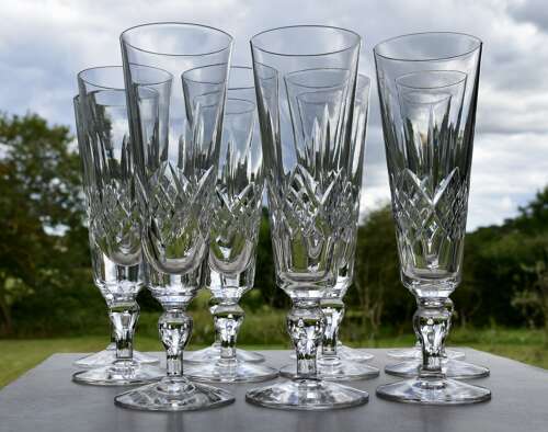 8 Stuart Crystal Glengarry Champagne Glasses