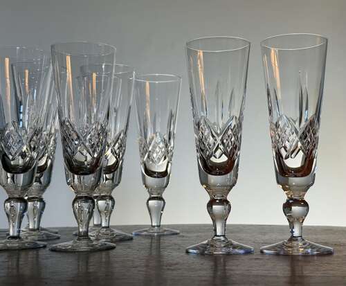 8 Stuart Crystal Glengarry Champagne Glasses