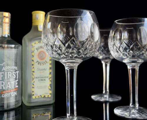 3 Irish Crystal very large Wine Glasses for G&T