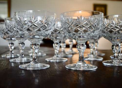 12 Champagne Glasses from Stourbridge c1930