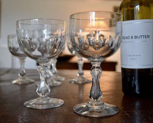 12 Val Saint Lambert large Wine Glasses c1920
