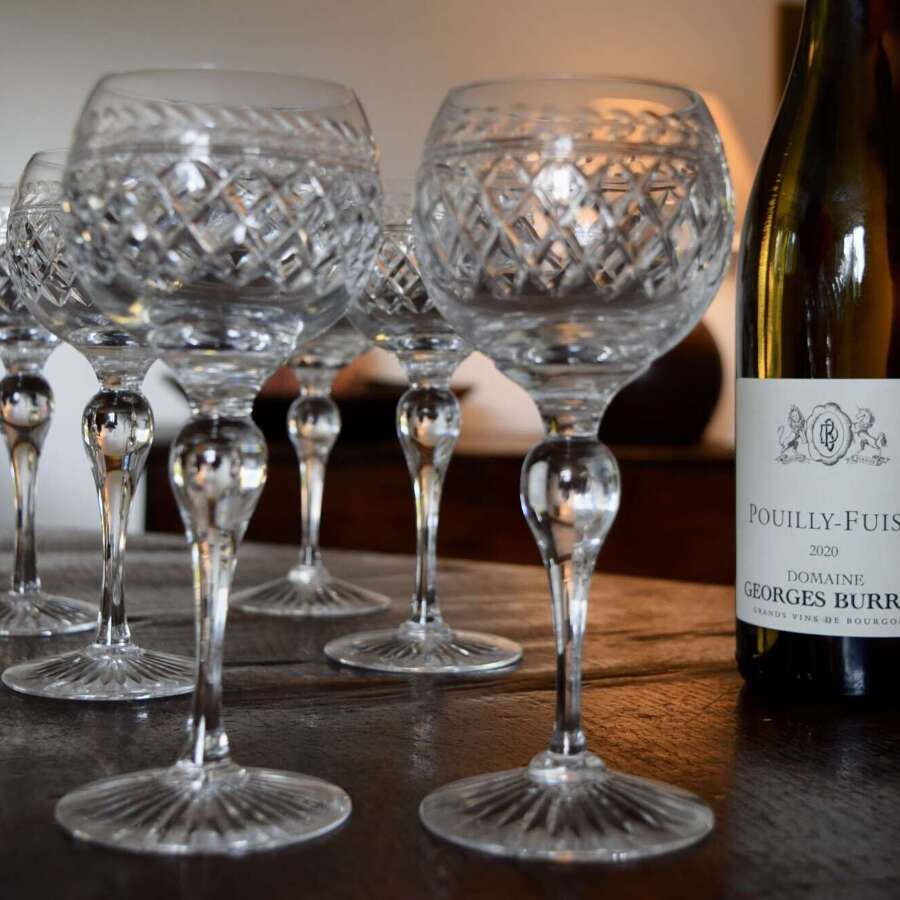 6 Stuart Crystal Cheltenham Wine Glasses c1930