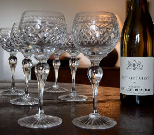 6 Stuart Crystal Cheltenham Wine Glasses c1930