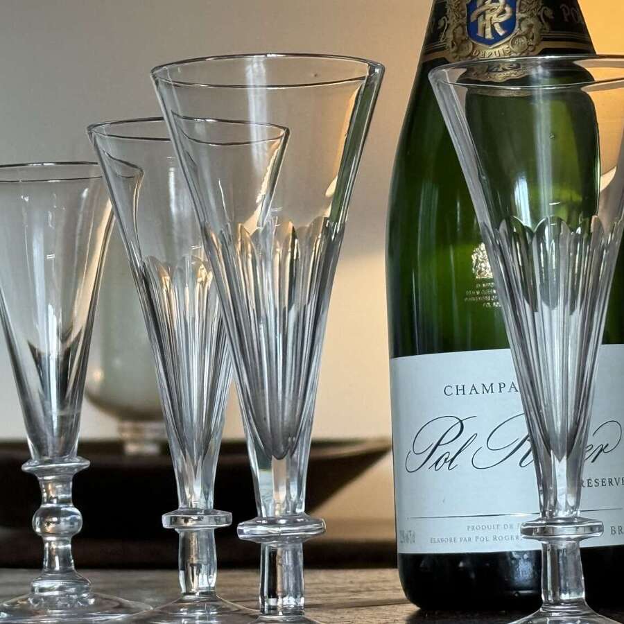 6 Victorian Champagne Flutes