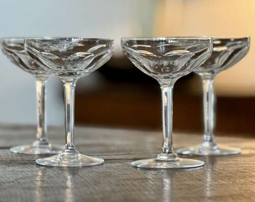 4 outstanding Champagne Coupes by Val Saint Lambert