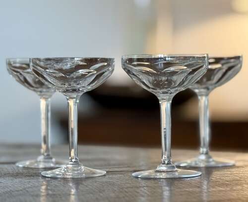 4 outstanding Champagne Coupes by Val Saint Lambert