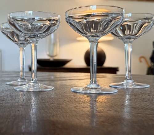 4 outstanding Champagne Coupes by Val Saint Lambert