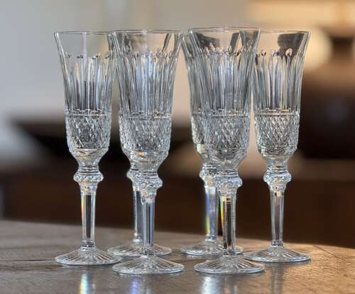 6 St LouisCrystal Tommy Champagne Glasses