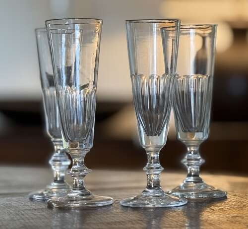 4 Victorian Champagne Flutes