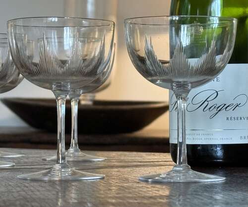 6 Baccarat Champagne Coupes Belle Epoque