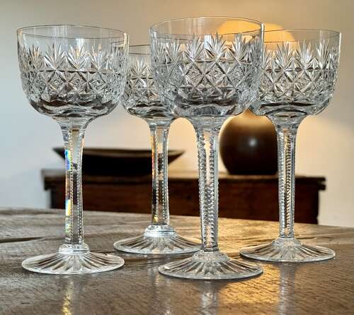 4 Thomas Webb Wellington Hock Glasses