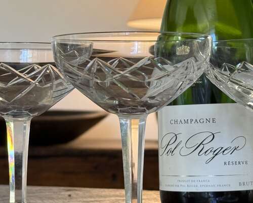 3 Val Saint Lambert tall Champagne Coupes