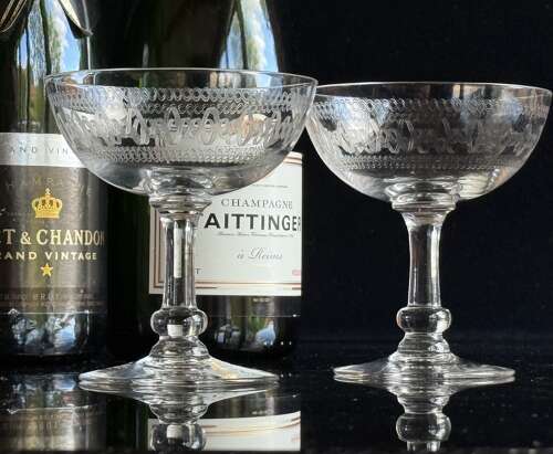 Baccarat etched champagne pair Belle Epoque