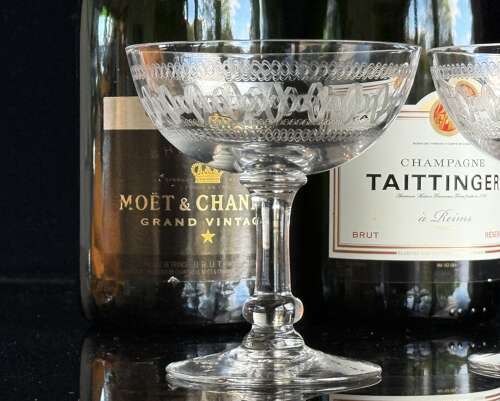 Baccarat etched champagne pair Belle Epoque