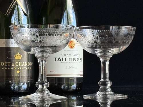 Baccarat etched champagne pair Belle Epoque