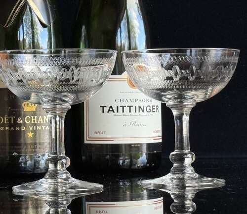 Baccarat etched champagne pair Belle Epoque