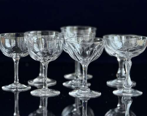 9 Edwardian Champagne Glasses Mixed Set