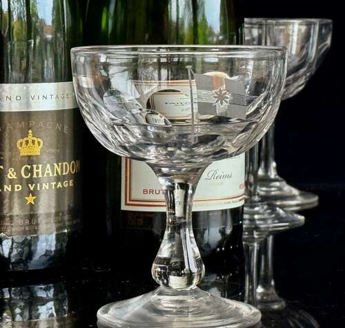 9 Edwardian Champagne Glasses Mixed Set
