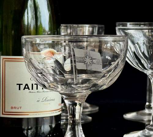 9 Edwardian Champagne Glasses Mixed Set