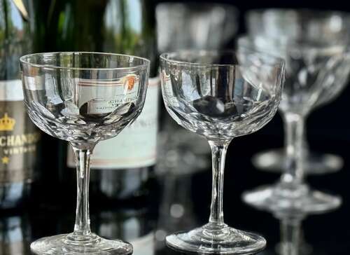 9 Edwardian Champagne Glasses Mixed Set