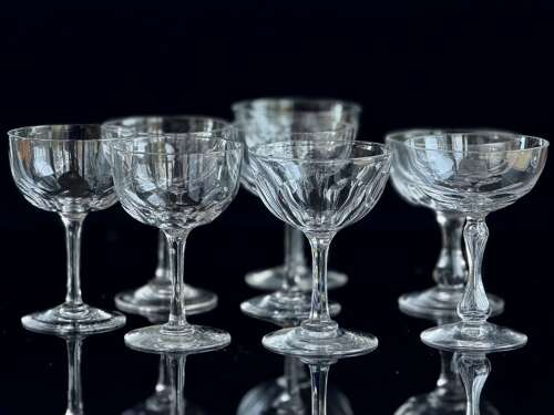 9 Edwardian Champagne Glasses Mixed Set