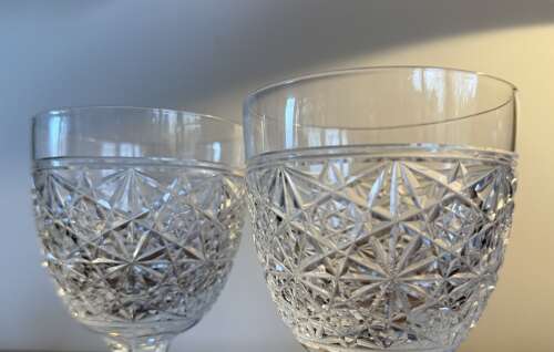 2 Thos Webb Wine Glasses in the Russian Pattern c1930