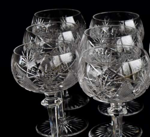 6 Val Saint Lambert Berkanstel large Wine Glasses