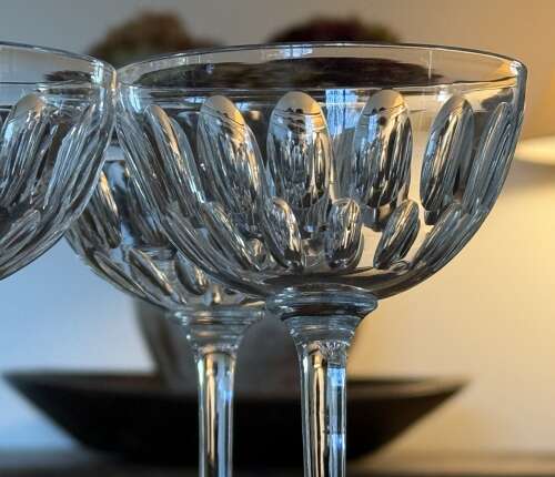 5 Edwardian Champagne Glasses with vertical prisms