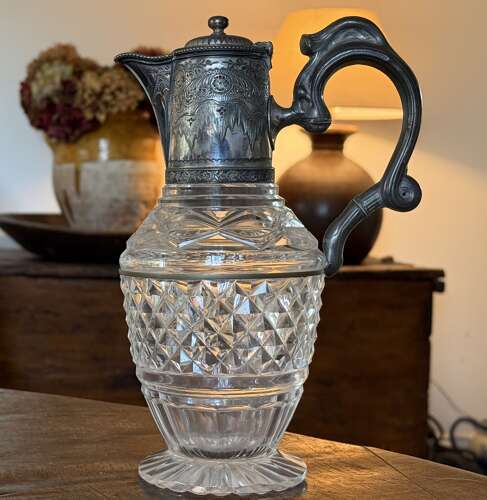 Edwardian Claret Jug engraved Silver Plate