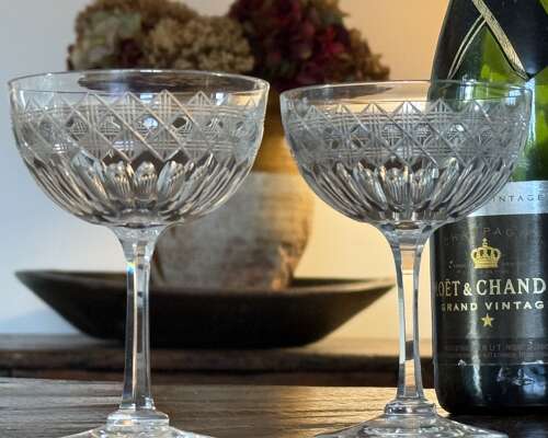 4 Edwardian part hobnail Champagne Glasses