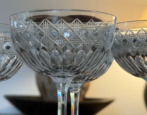 4 Edwardian part hobnail Champagne Glasses