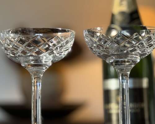 6 tall Champagne Glasses probably Thos Webb c1920s