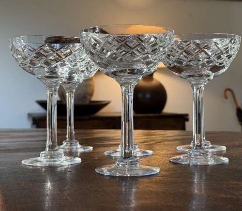 6 tall Champagne Glasses probably Thos Webb c1920s