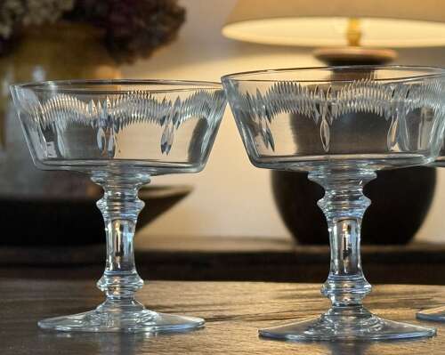 3 Champagne Glasses by Baccarat c 1920