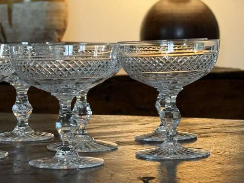 6 Champagne Glasses prob St Louis c1925