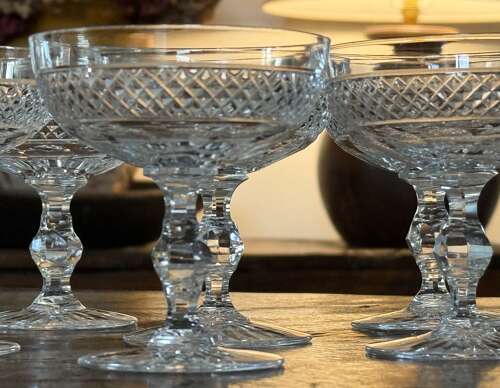 6 Champagne Glasses prob St Louis c1925