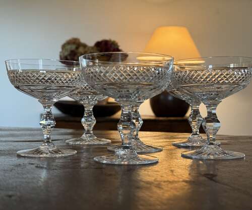 6 Champagne Glasses prob St Louis c1925