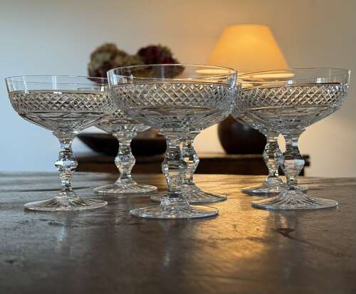 6 Champagne Glasses prob St Louis c1925