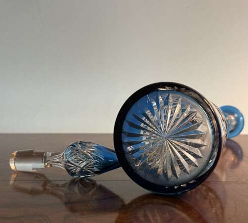 Val Saint Lambert Liqueur Decanter in Blue c1930