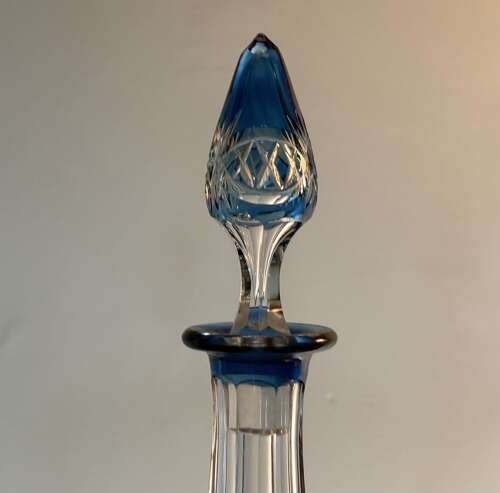 Val Saint Lambert Liqueur Decanter in Blue c1930