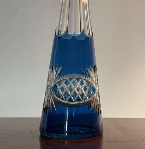 Val Saint Lambert Liqueur Decanter in Blue c1930