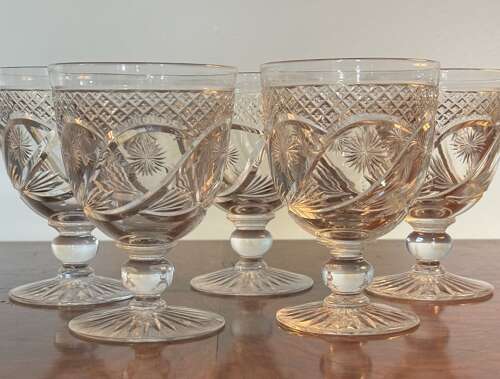 5 Large Wine Glasses from Stevens & Williams c1920