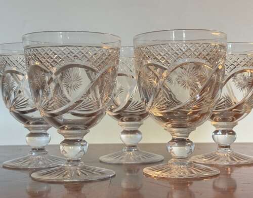 5 Large Wine Glasses from Stevens & Williams c1920