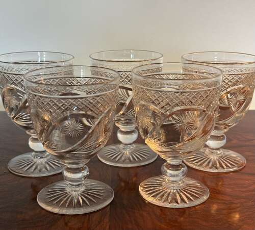 5 Large Wine Glasses from Stevens & Williams c1920
