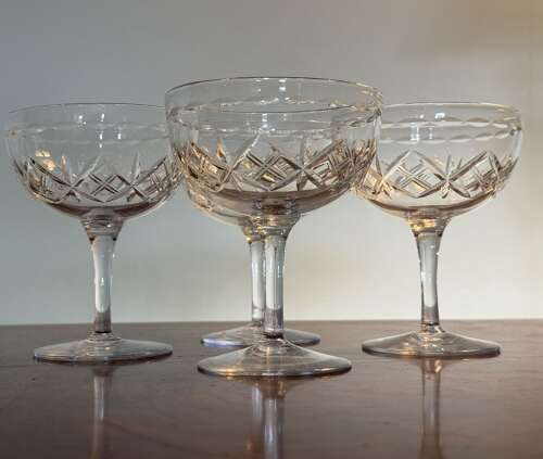 4 Edwardian Champagne Glasses
