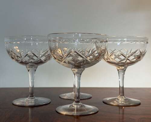 4 Edwardian Champagne Glasses